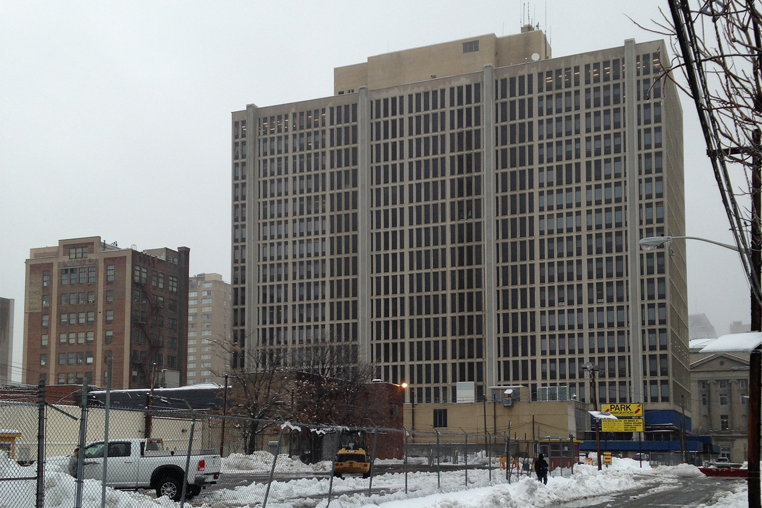 Rodino seen from across the road, construction almost completed