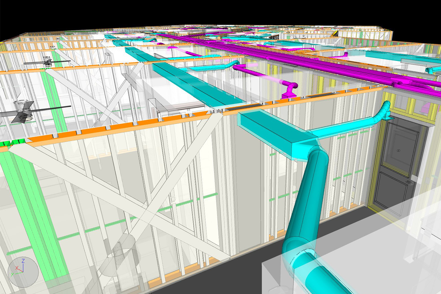 A VDC scan of framing block of Hilton Homewood Suites 