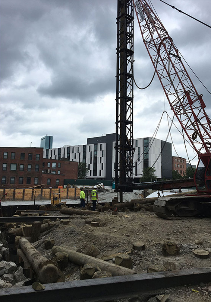 View of construction site on a cloudy day 