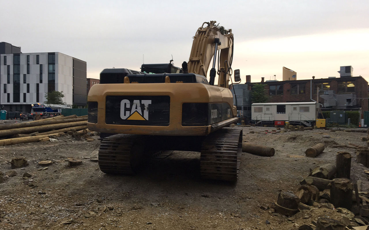 CAT excavator at construction site