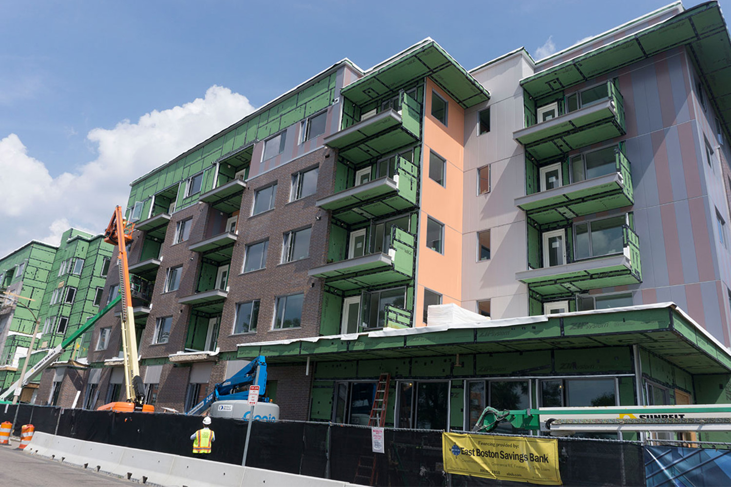 Construction shot of Coppersmith Village during punch list