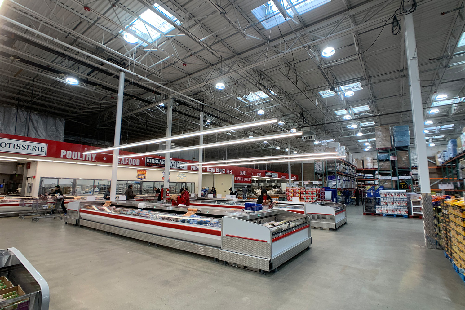 Poultry and meat section at Costco box store in Waltham, MA