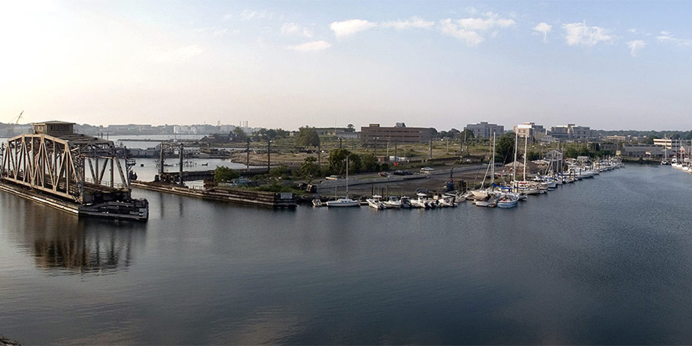 Scenic view of water front and boating dock 