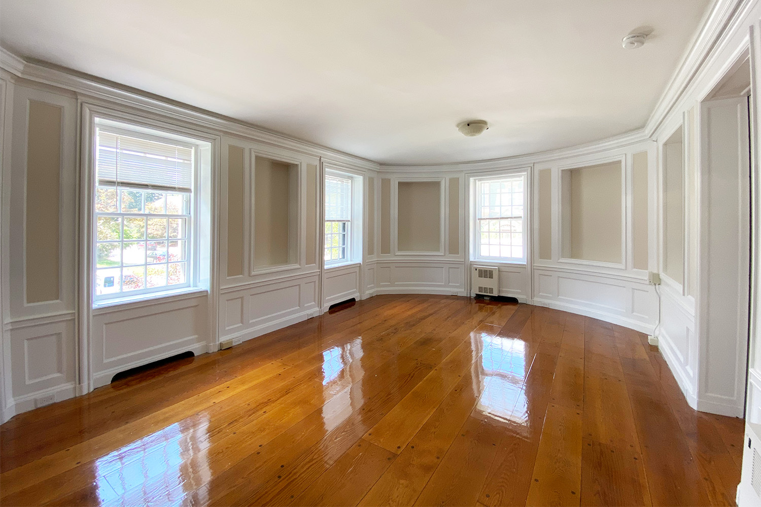 Gleaming wood floor in RA's room