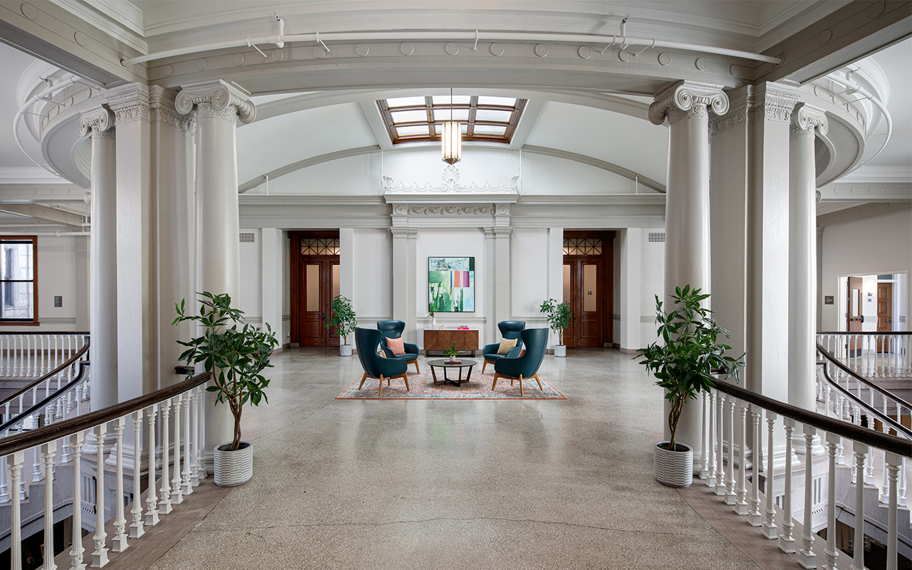 Lobby area for luxurious apartments