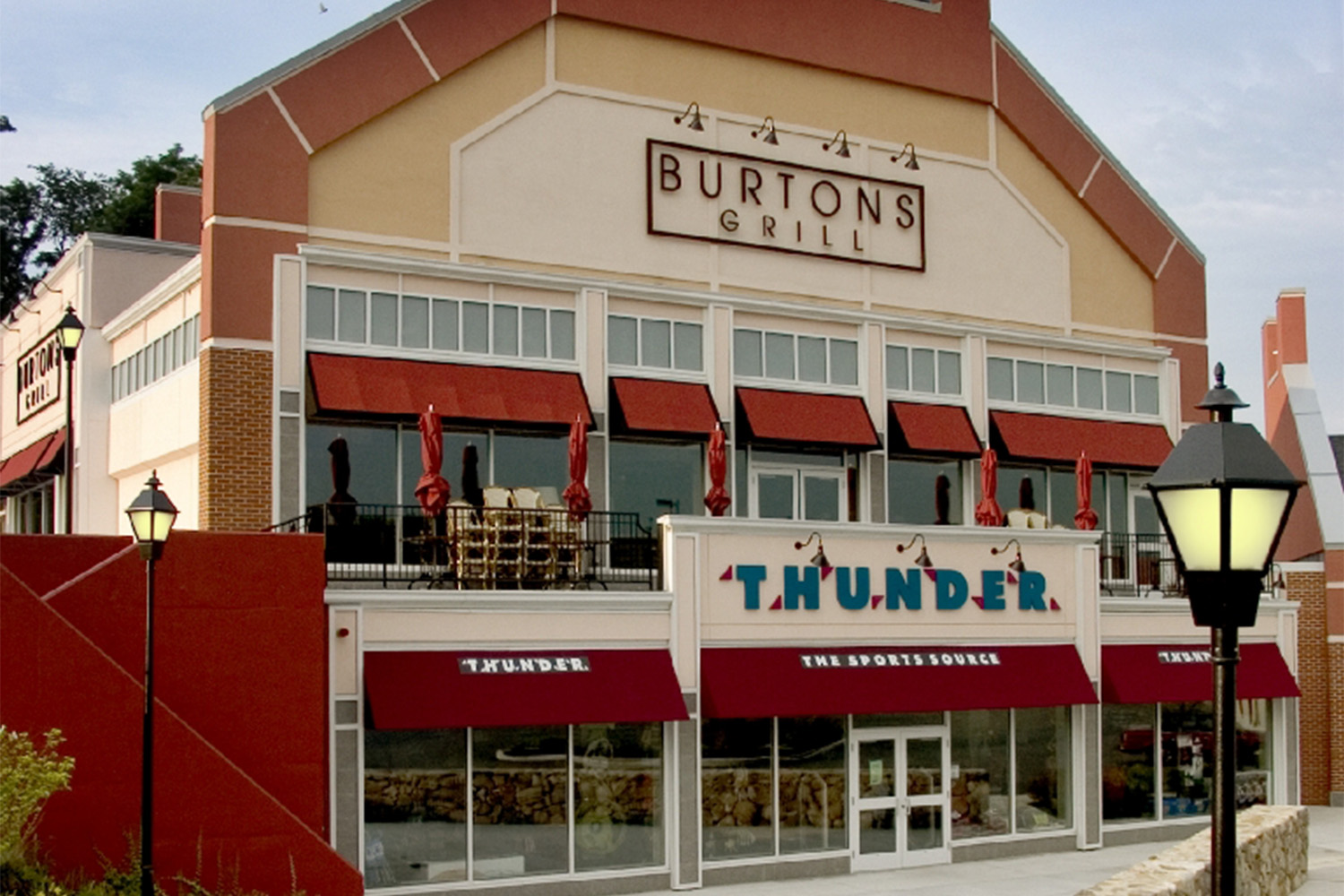 Front of Burton's Grill in North Andover's Eaglewood Shops