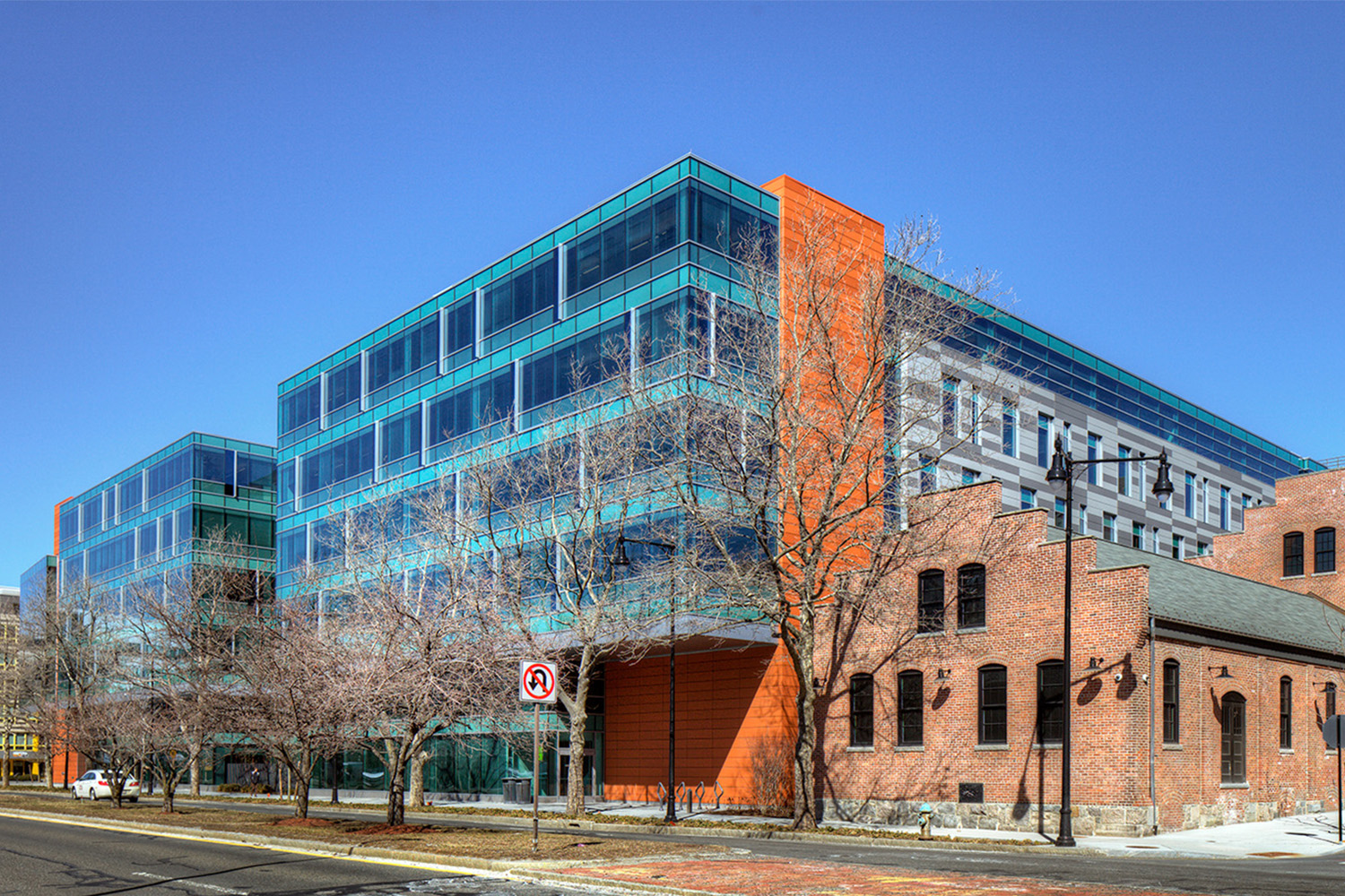 Exterior sideview of Biogen Headquarters seen from 5th