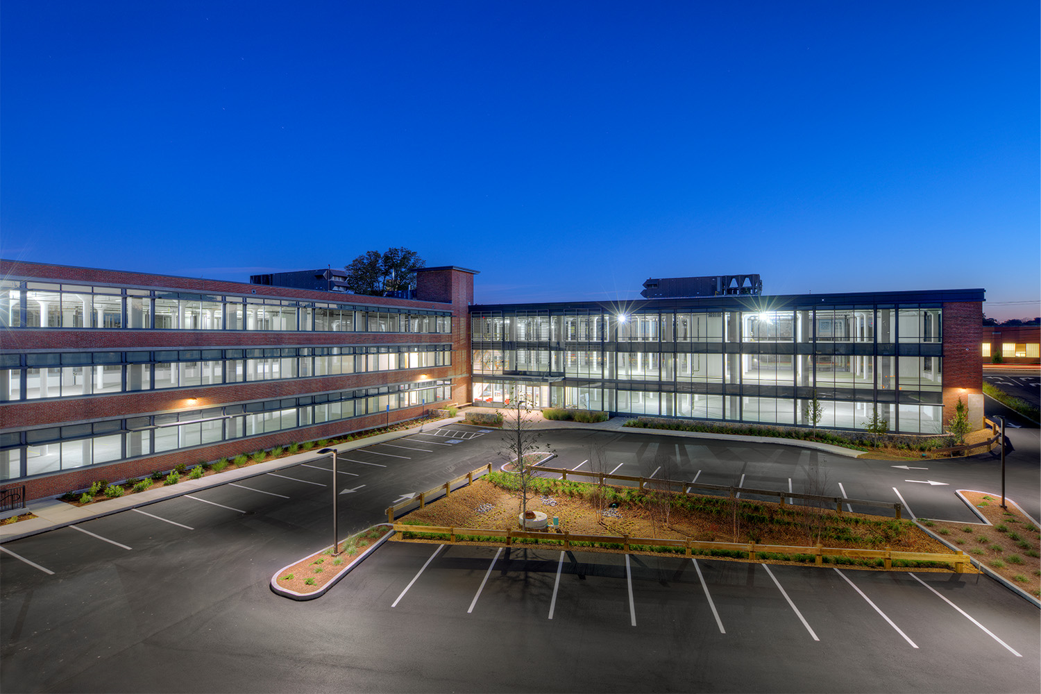 Aerial view of 65 Groove Street at nighttime