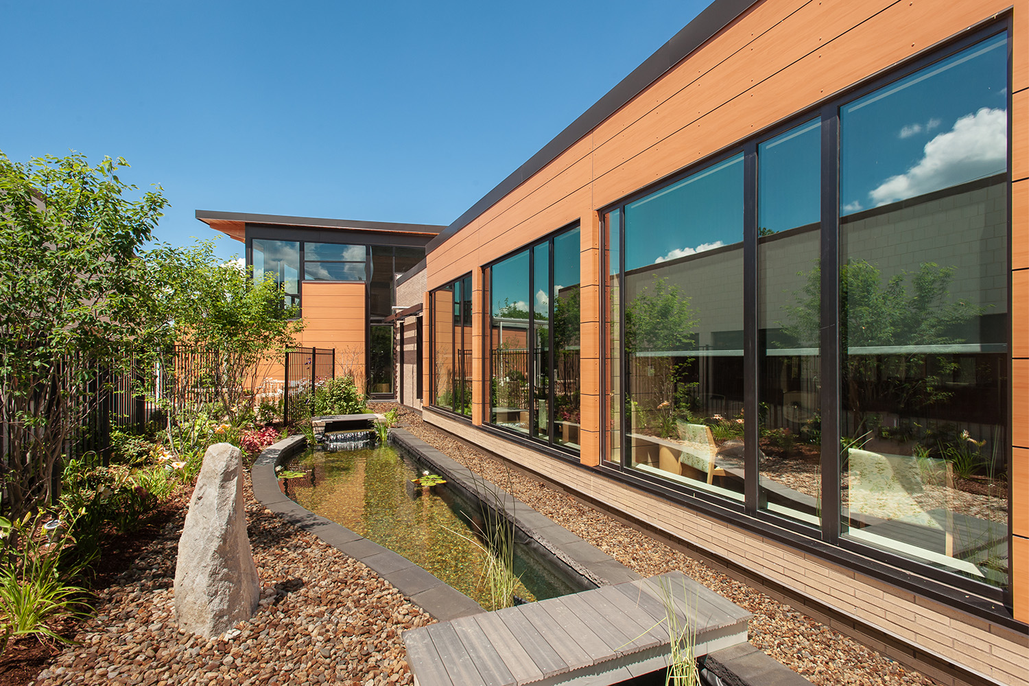 Daytime view of outdoor healing garden 