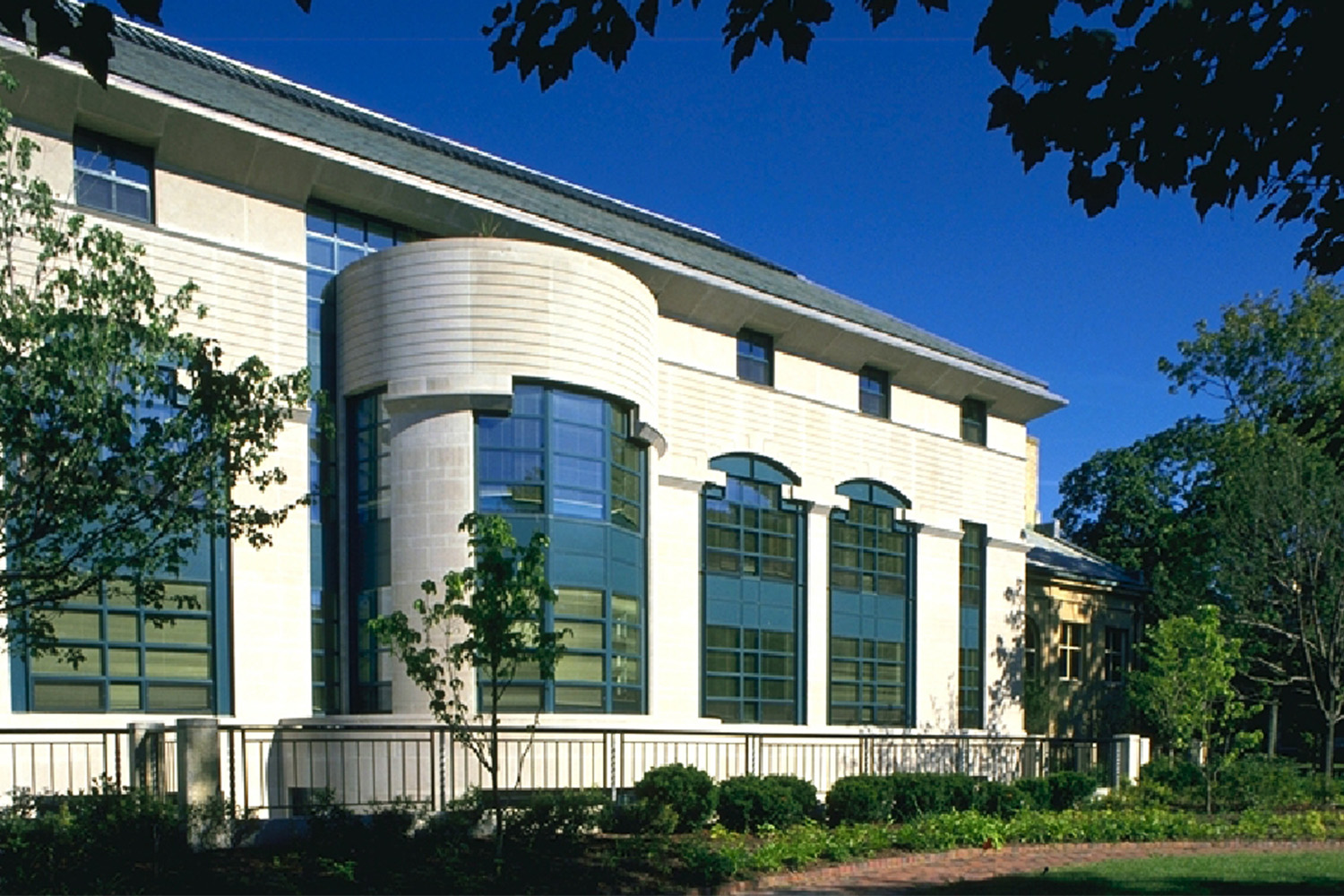 Rounded corner of library façade