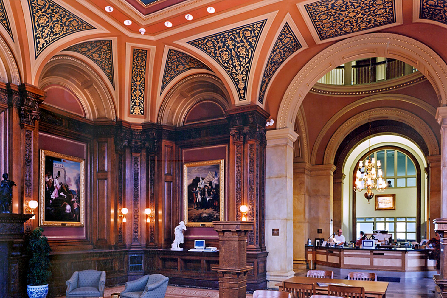 Ceiling with arches and gold inlay detailing