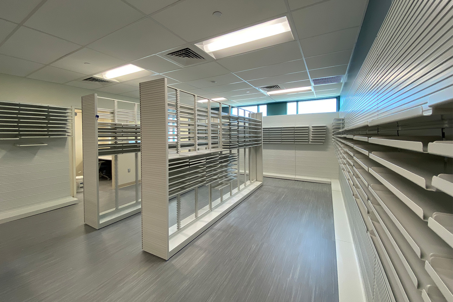 Storage area with empty shelves