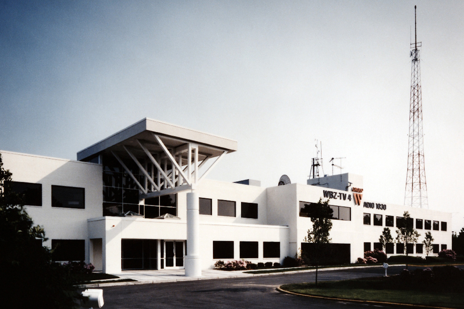 Slanted view of front exterior on a bright sunny day 