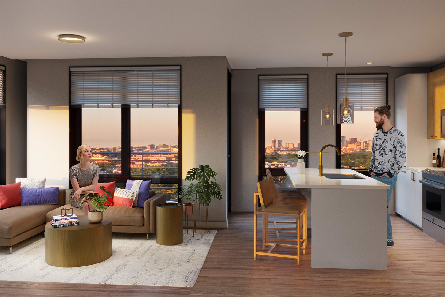 rendering of studio apartment 