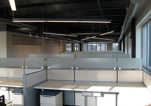 office space, with lights that were precisely located to achieve specific lighting levels