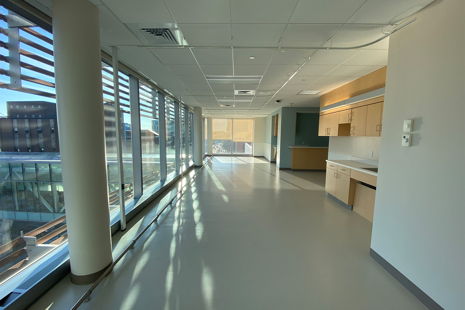 hallway of Shapiro building's skybridge