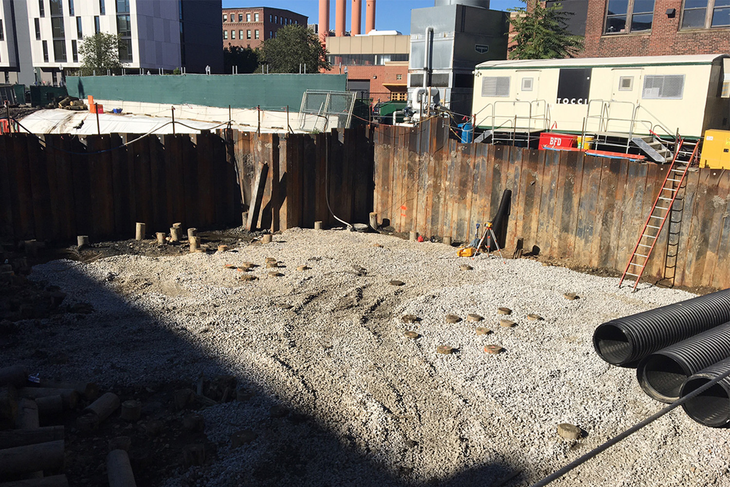 gravel pit at construction site 