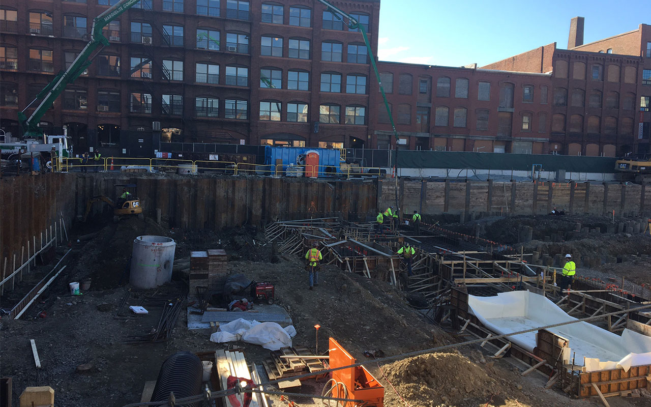 front façade of 88 Wareham complex under construction