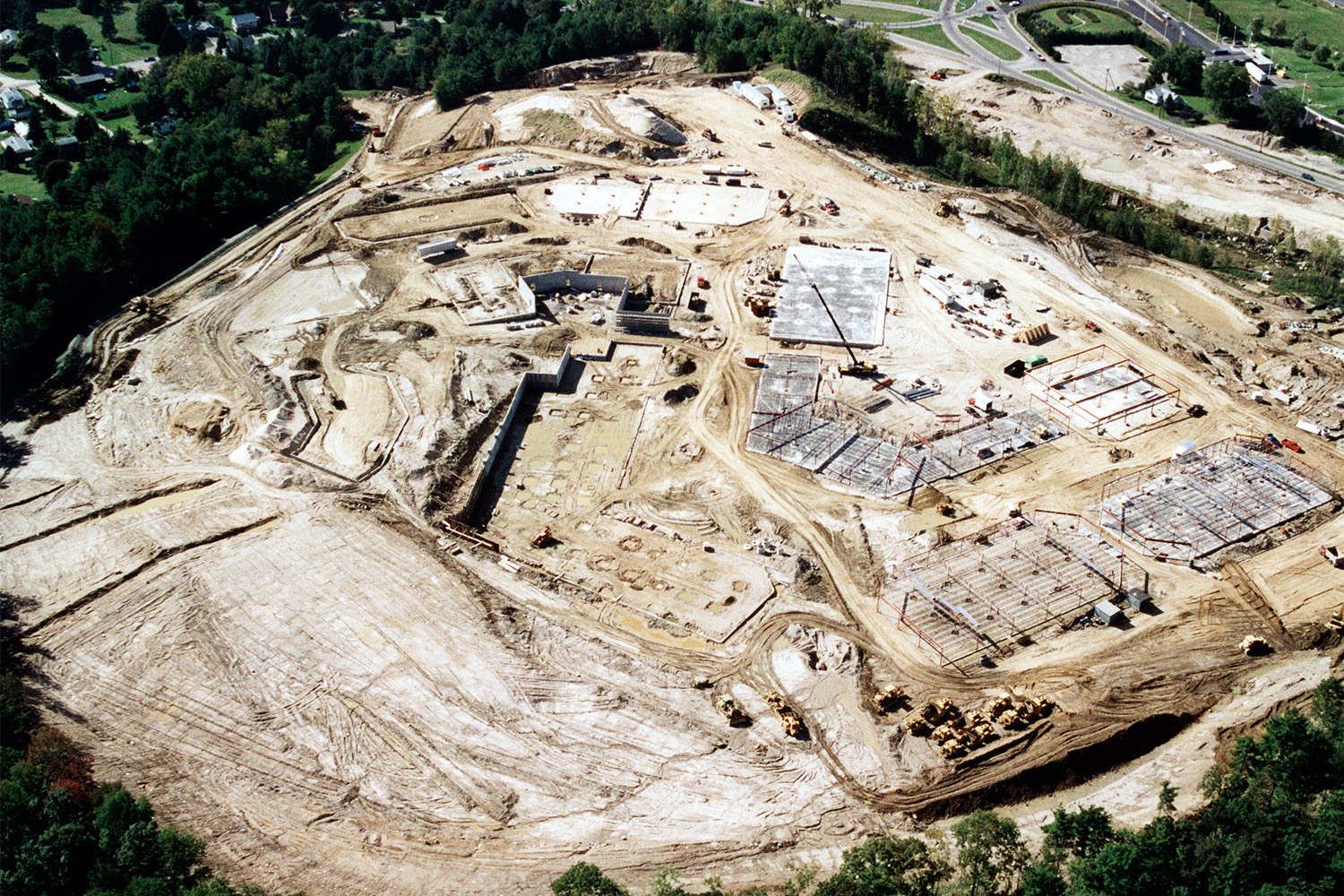View of Berkshire Outlet's progress in construction, as seen from a drone