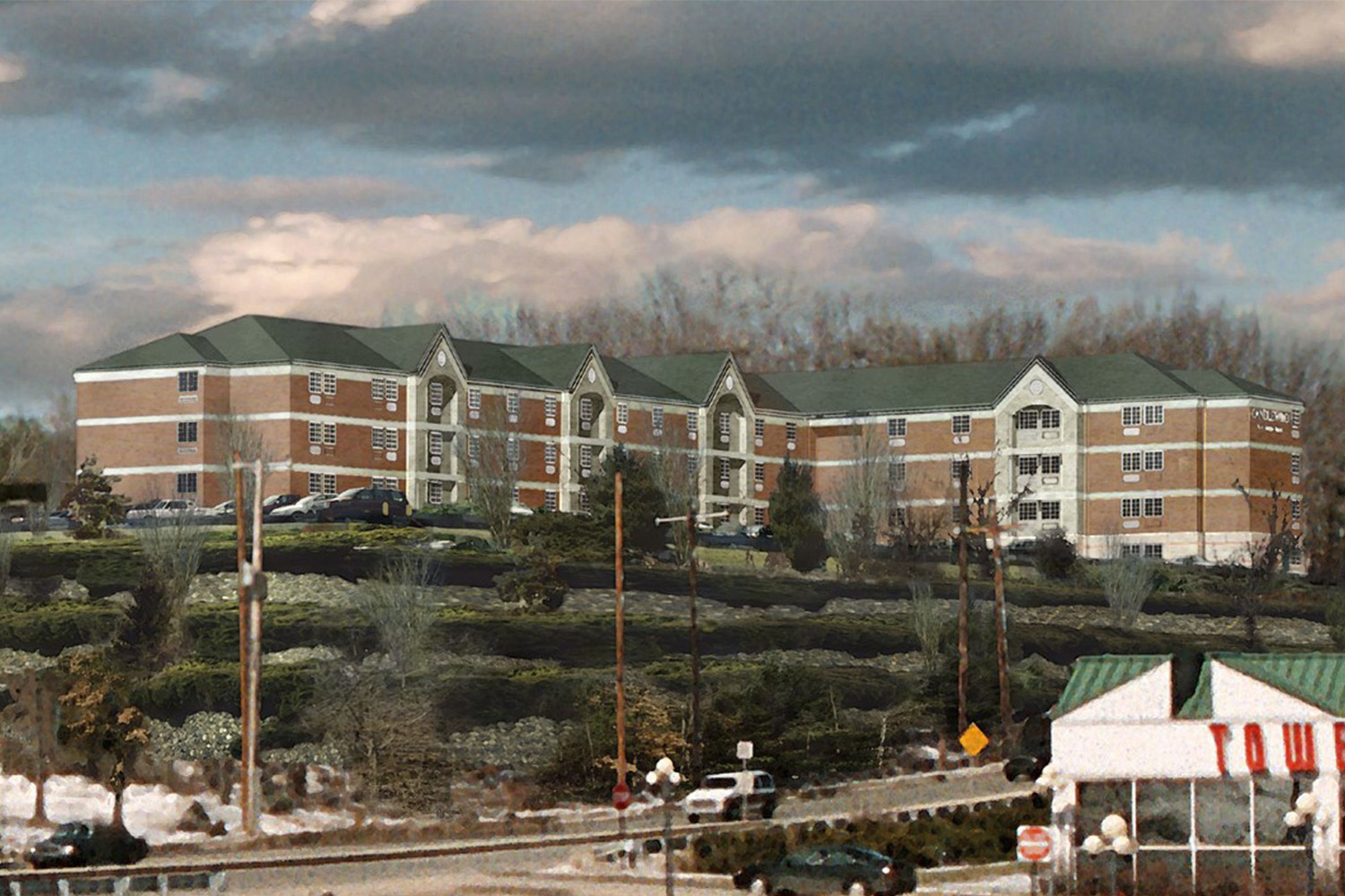 View of Candlewood Suites seen from a large distance 