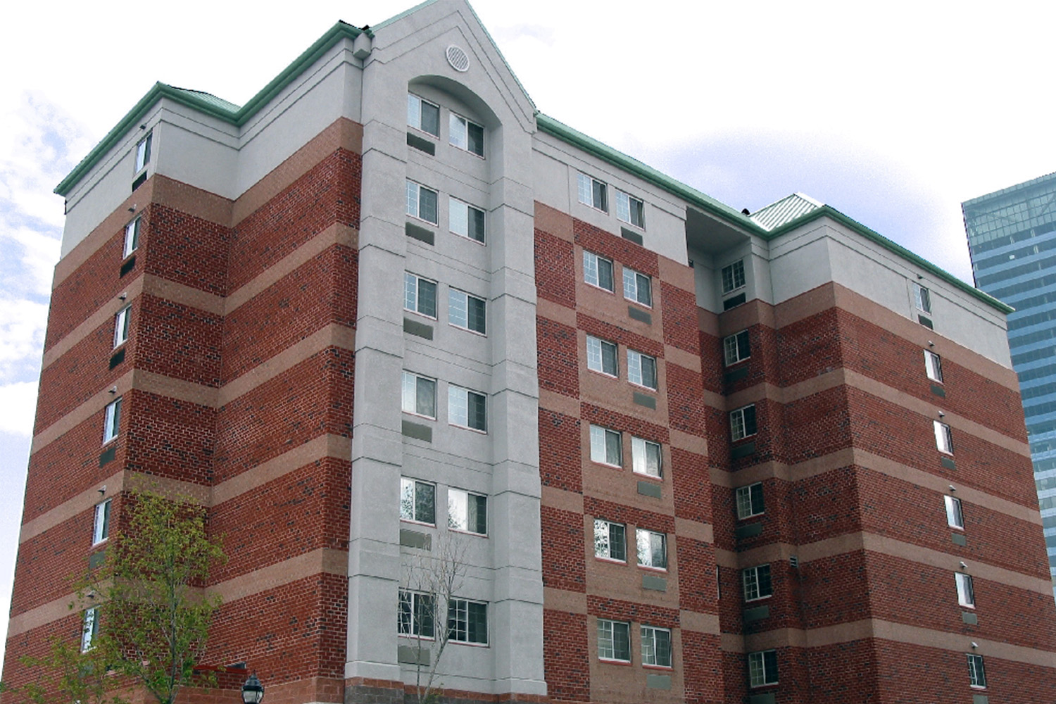 Worm's eye view of building exterior 