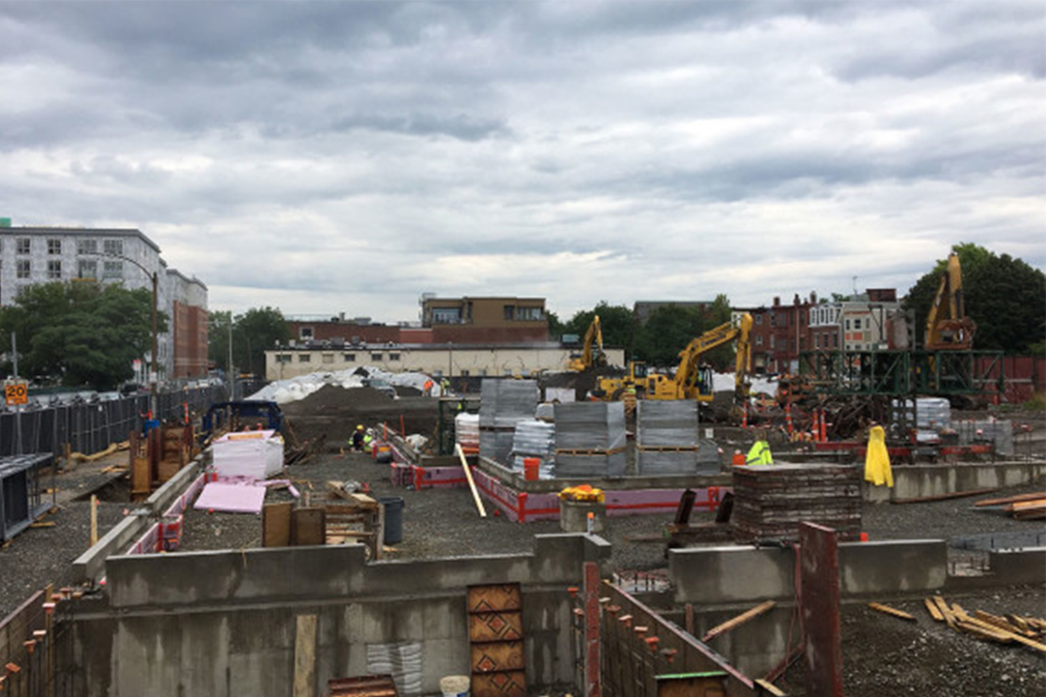 Sideview of construction area as seen from drone