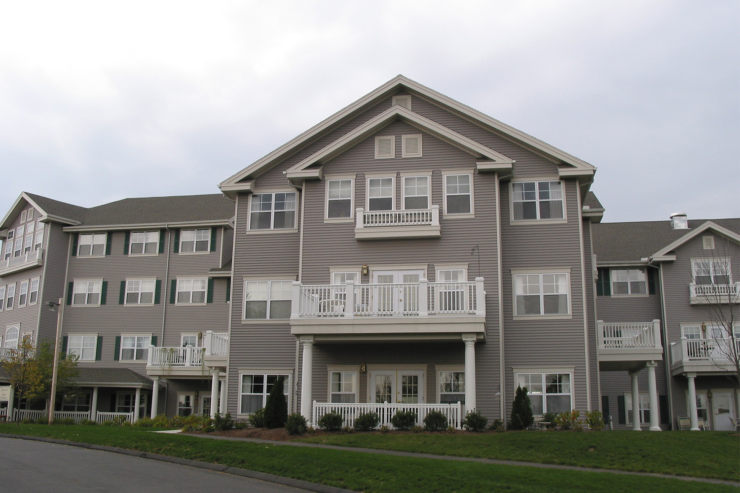 Front exterior of Covenant Village on a cloudy day 