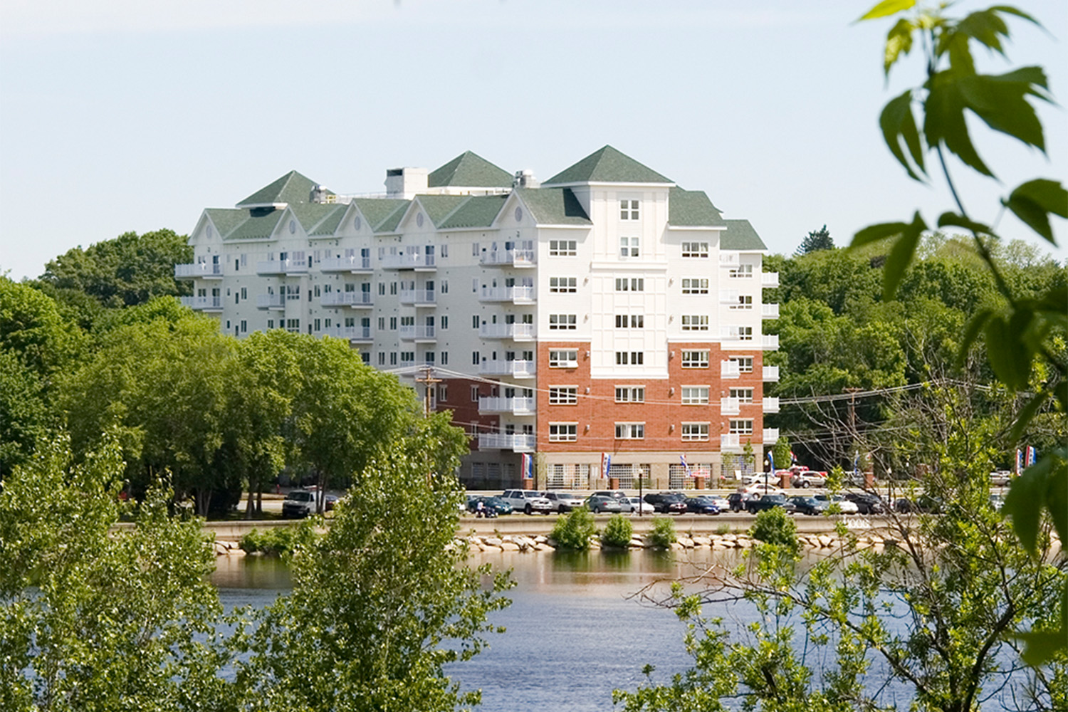 Long-range view of Grandview Commons as seen from across the lake 