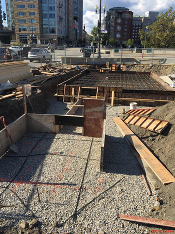 Concrete pour beside roadway