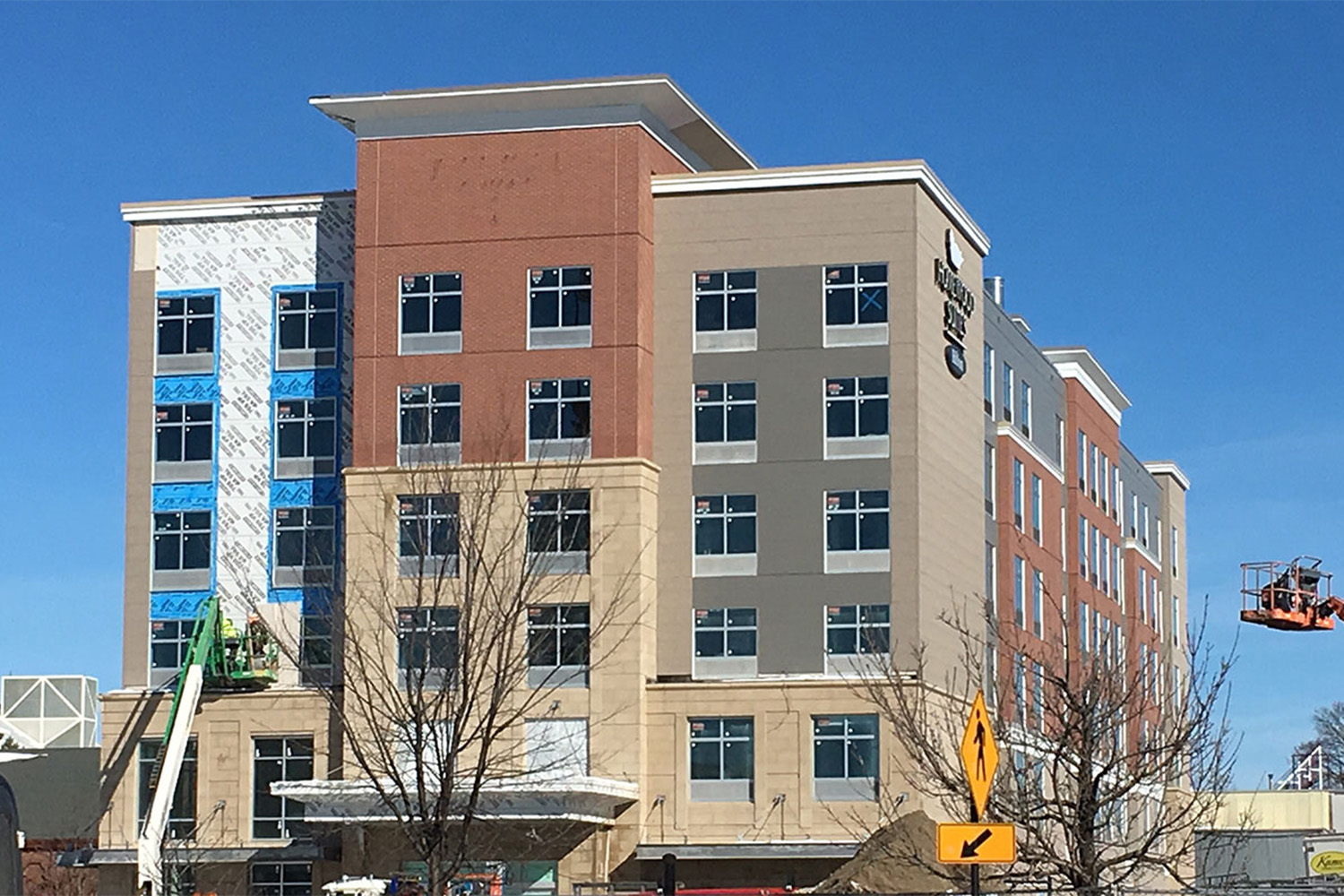 front exterior of Worcester project, under construction