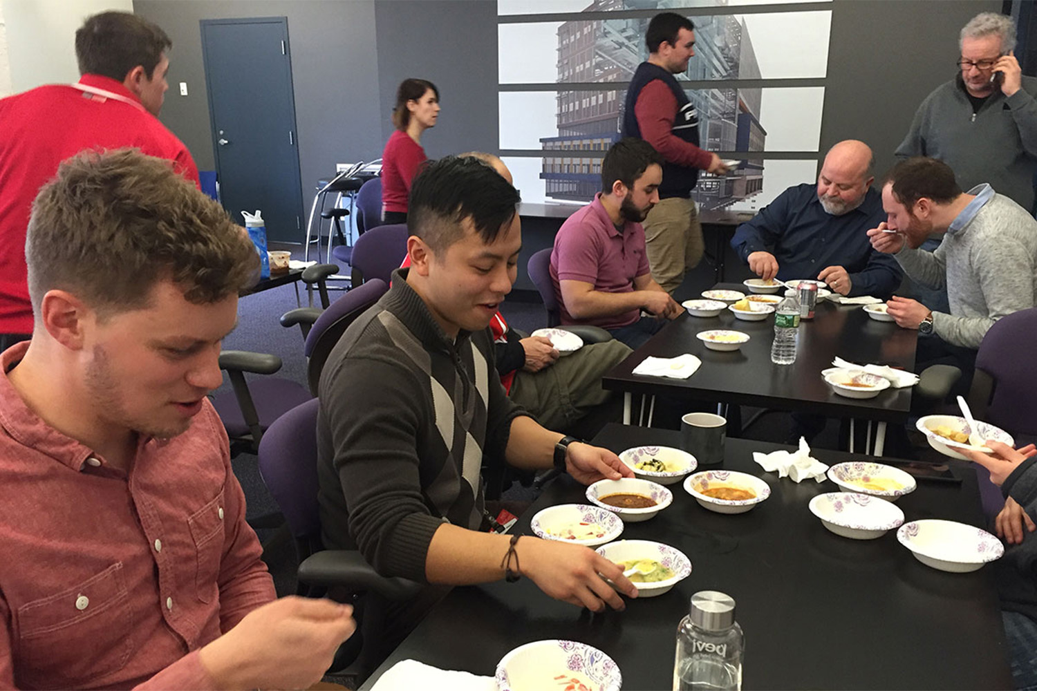 Tocci employees enjoying an array of soups