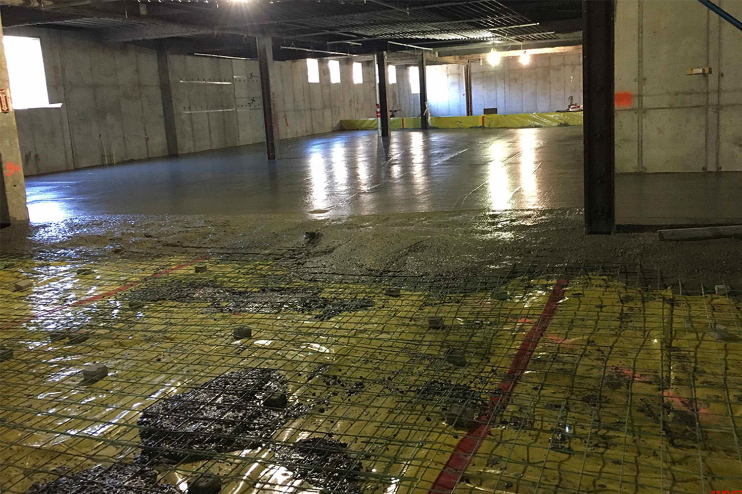 View of parking garage area