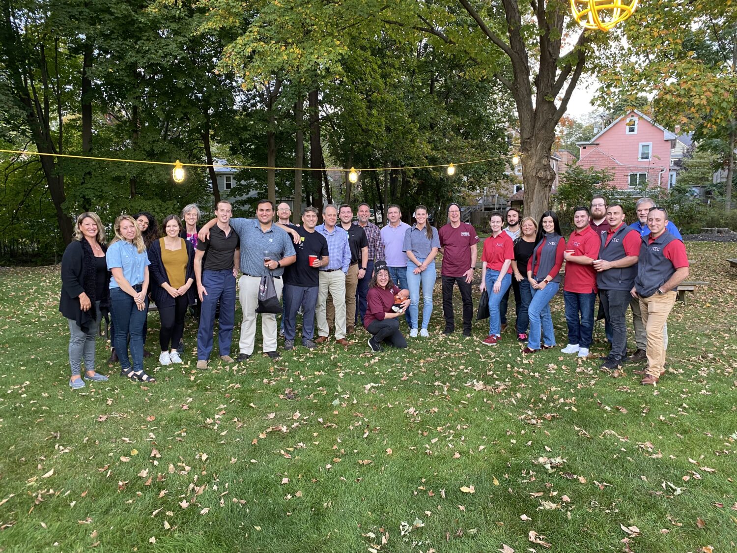 Group of staff from Nardone Electric and TOCCI after a rousing out of cornhole