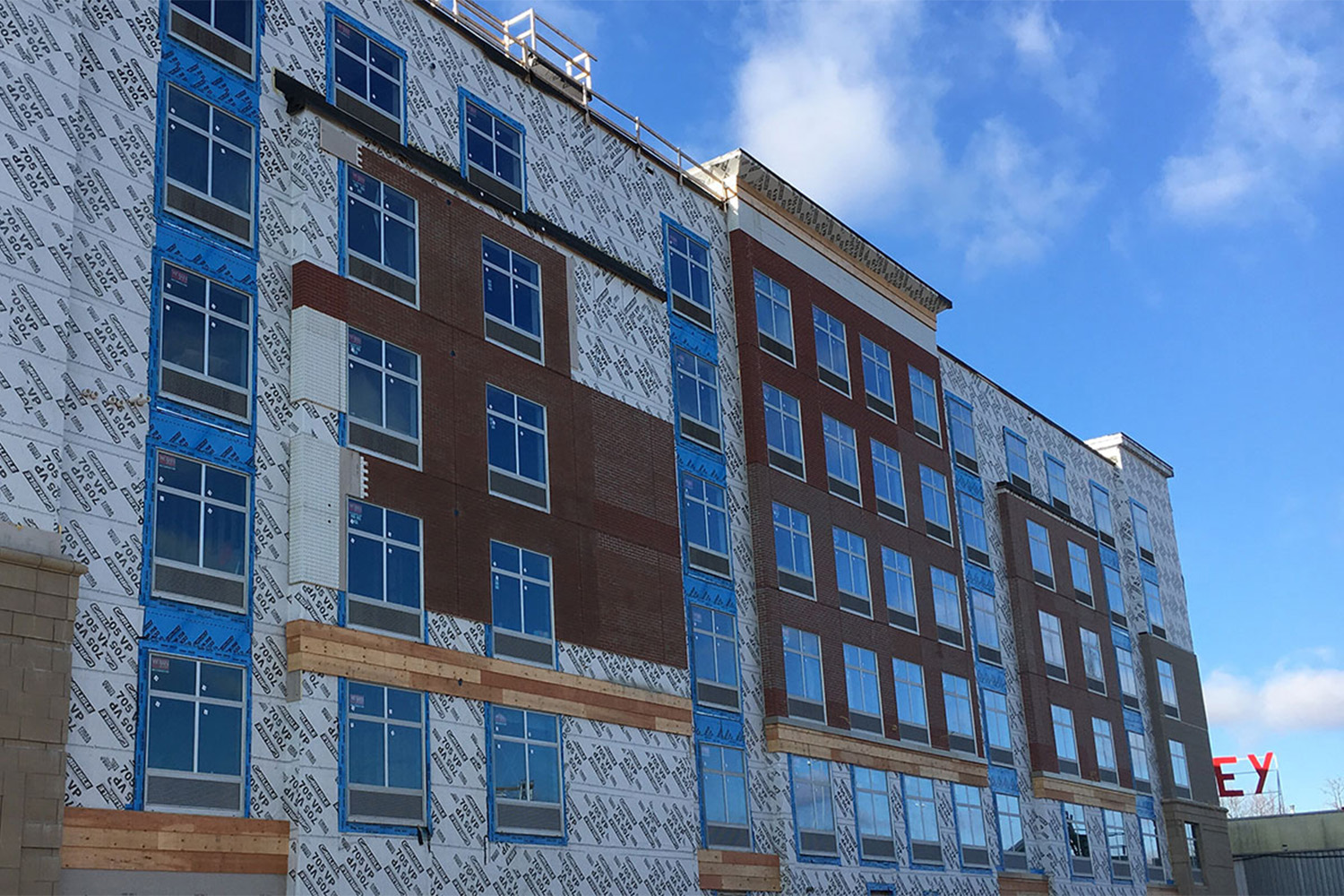 façade of front exterior under construction