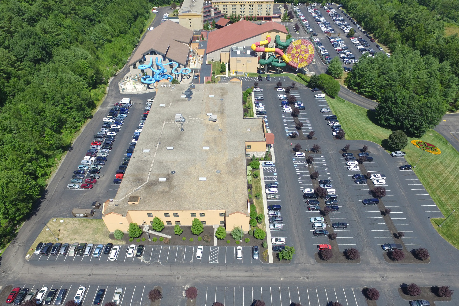 Aerial view of parking lot at Great Wolf Lodge