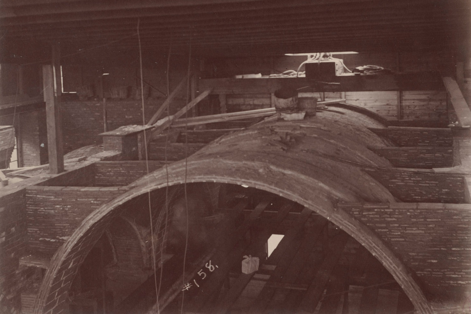 Guastavino tile arches and buttresses in entrance hall, construction of McKim Building