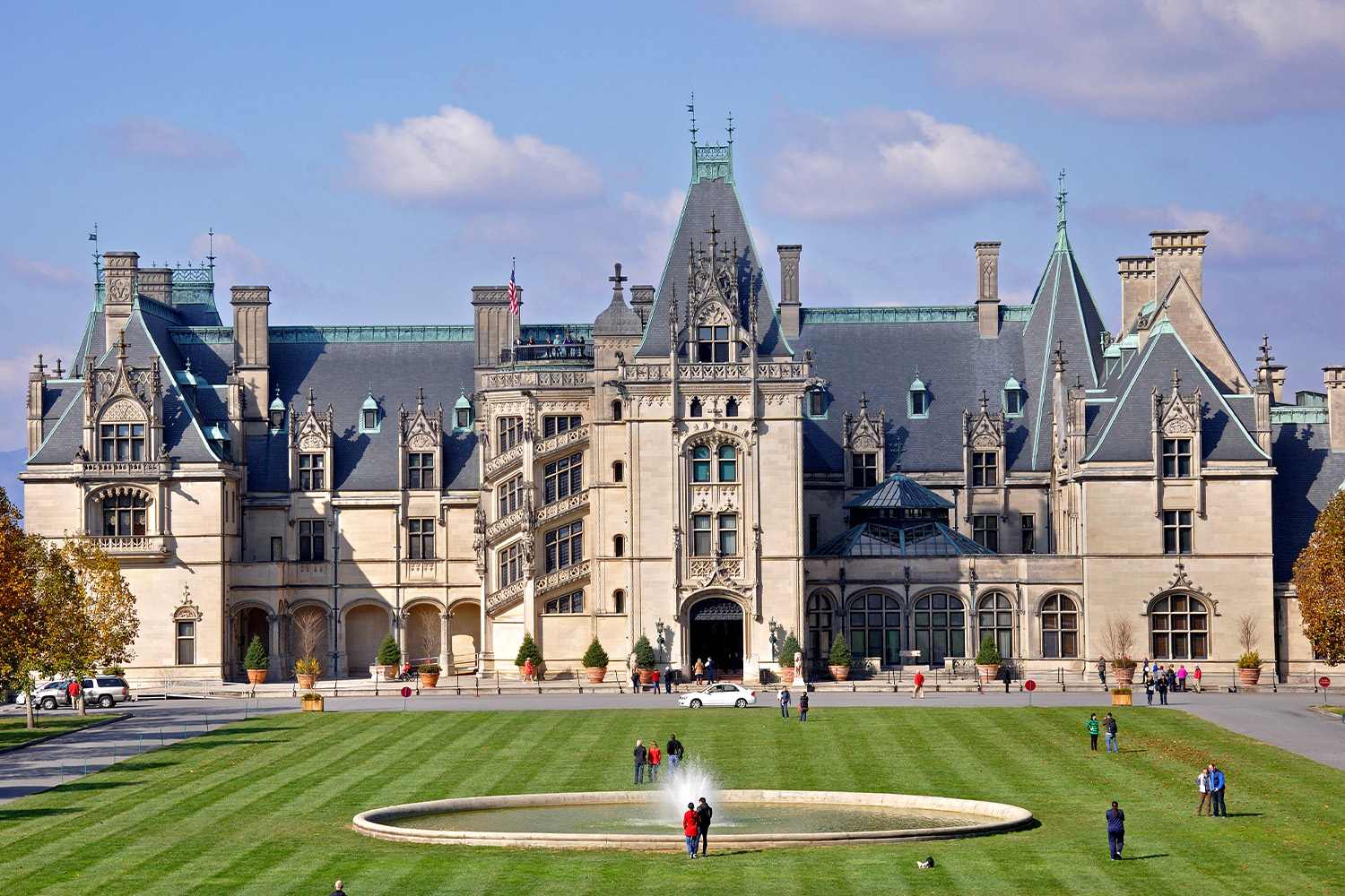 Biltmore Estate in Asheville, North Carolina. 
The self-supporting ceramic tile vault and arch system was used extensively inside and outside of Biltmore, and was patented by Rafael Guastavino, a Spanish architect and engineer who personally supervised the installation.