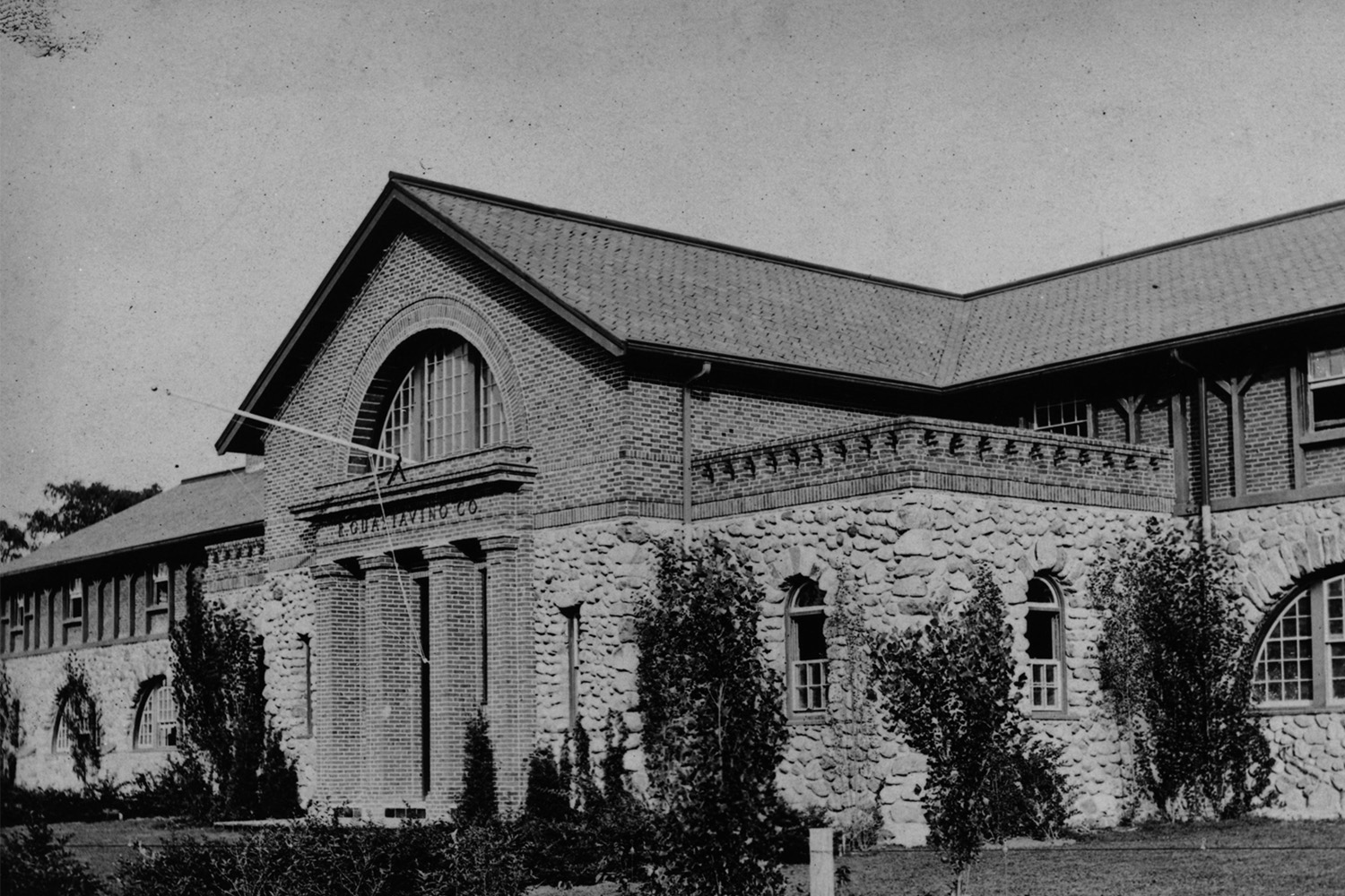 Detail of front exterior of Guastavino tile factory when actively producing tiles