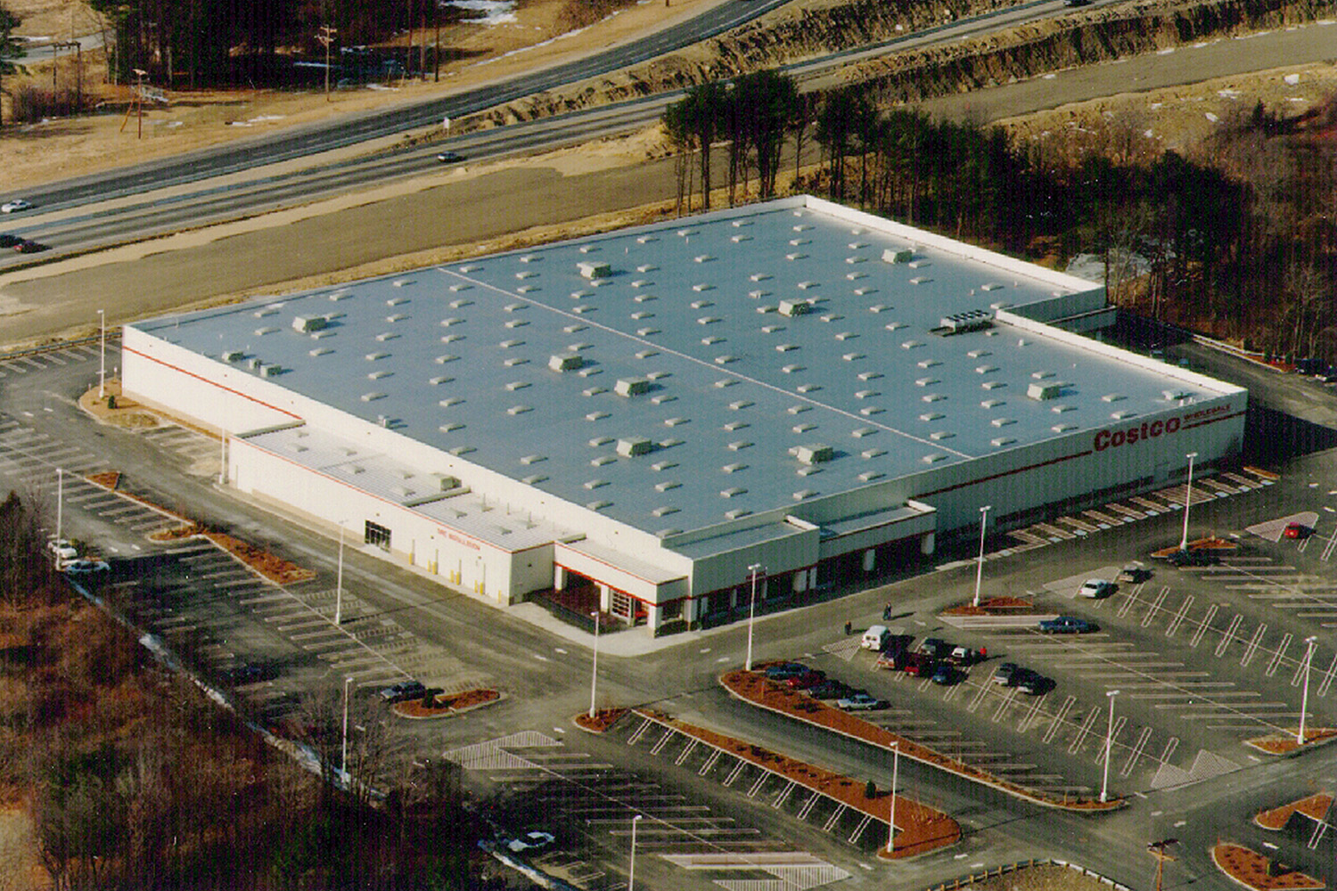 Aerial view of Costco warehouse in Portsmouth, NH