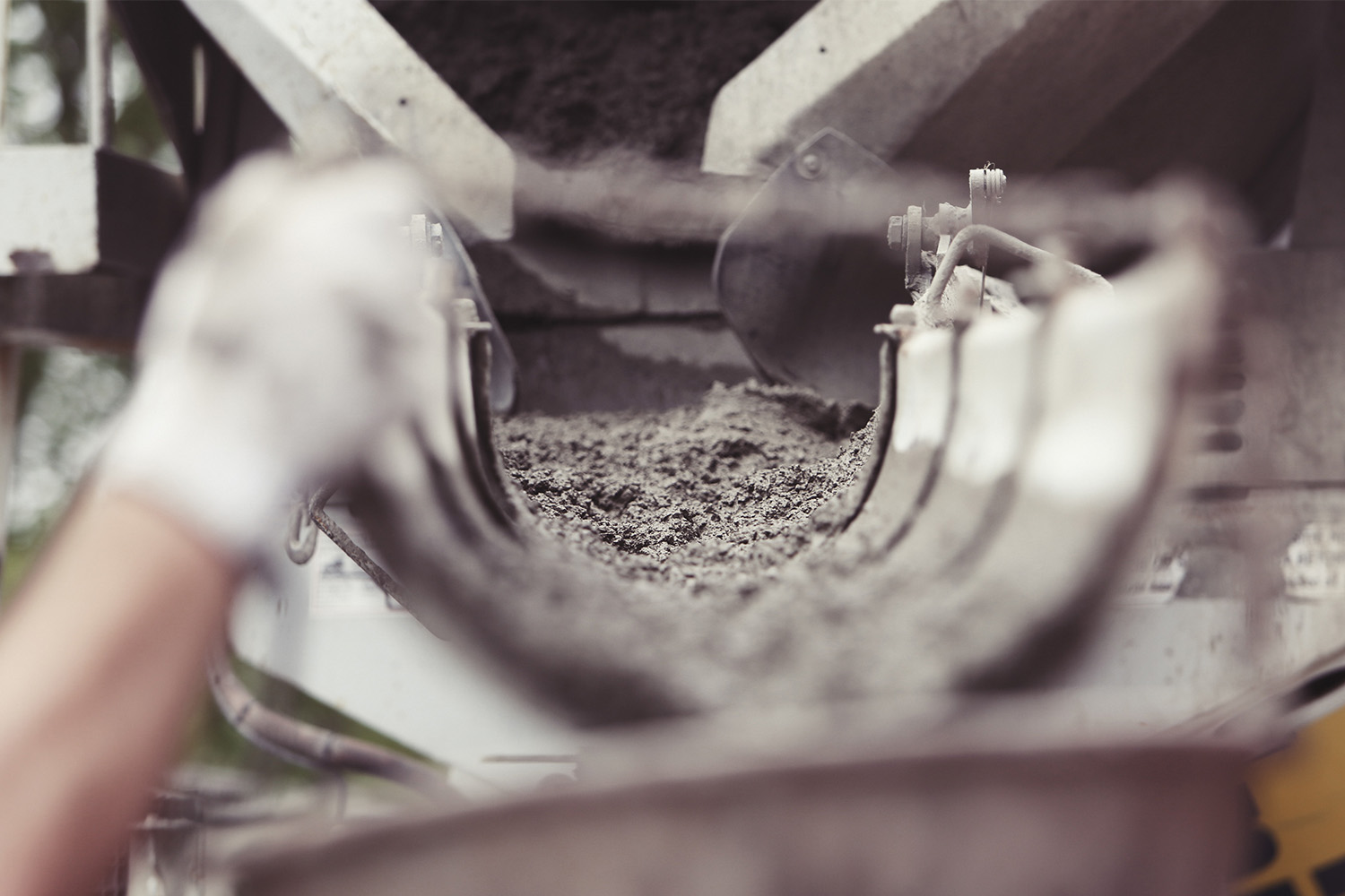 Closeup of concrete pour