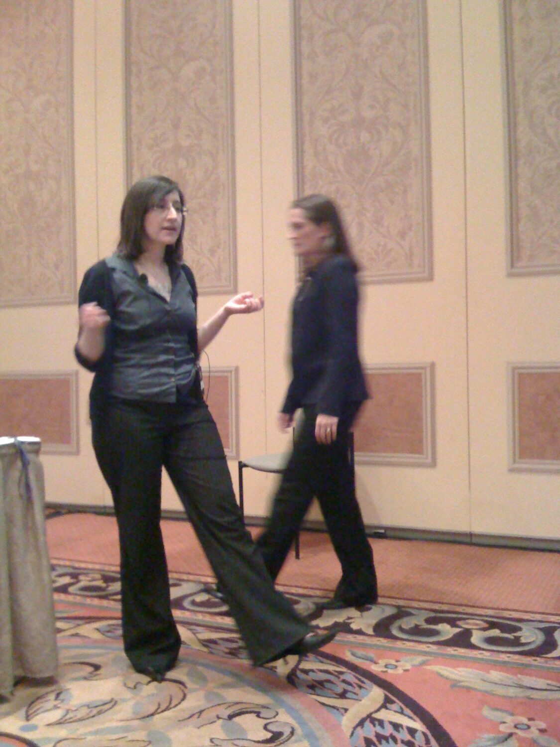 Laura and Courtney delivering lecture