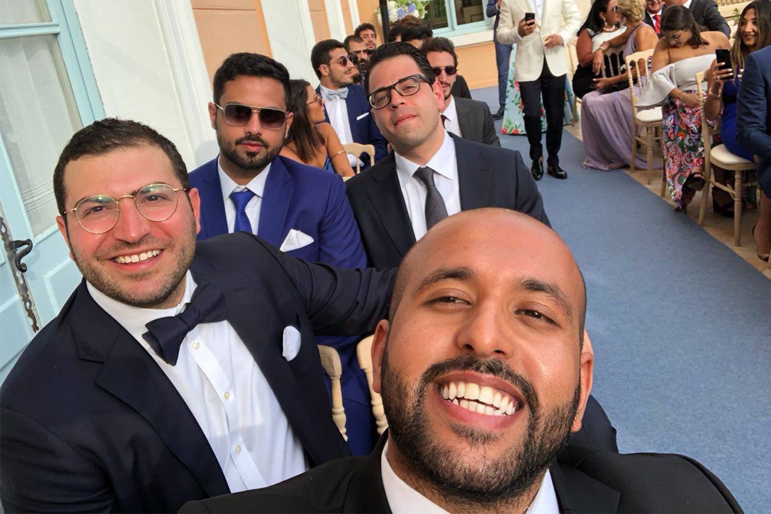 Marc with coworkers at a friend's wedding in Nice, France