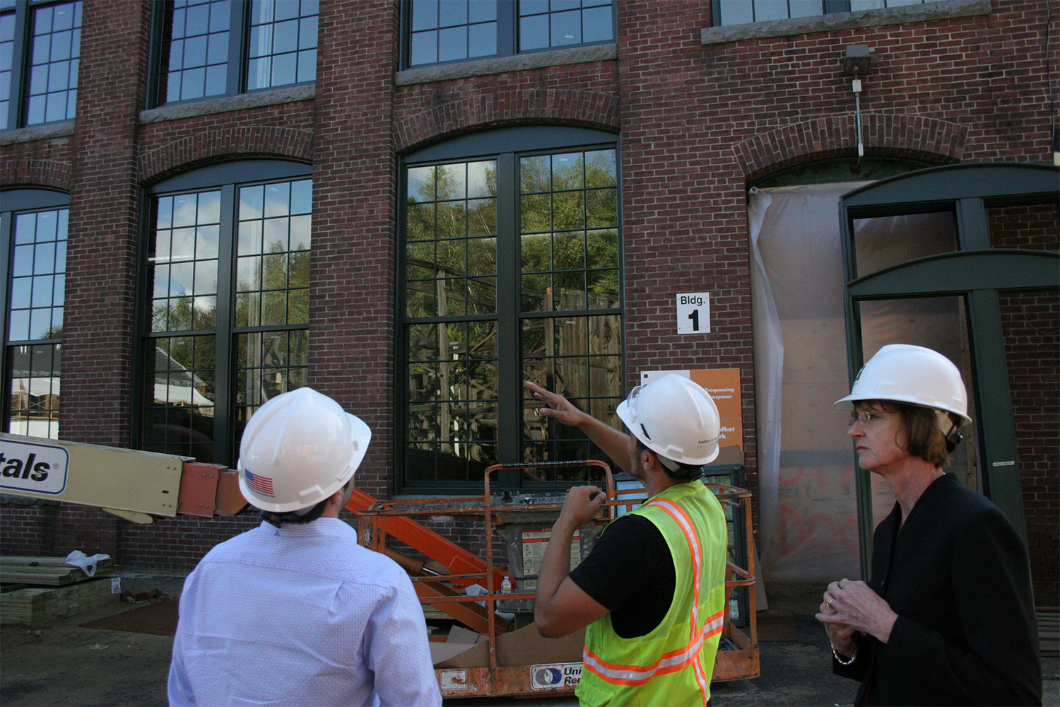 Tocci employees overlooking details at Abbot Mills construction site 