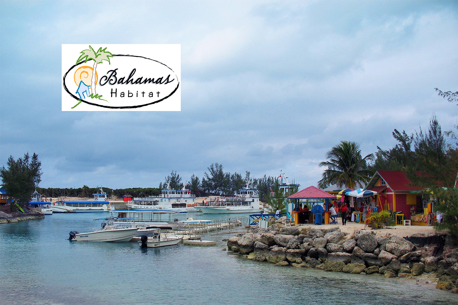 village in the Bahamas, next to the ocean 