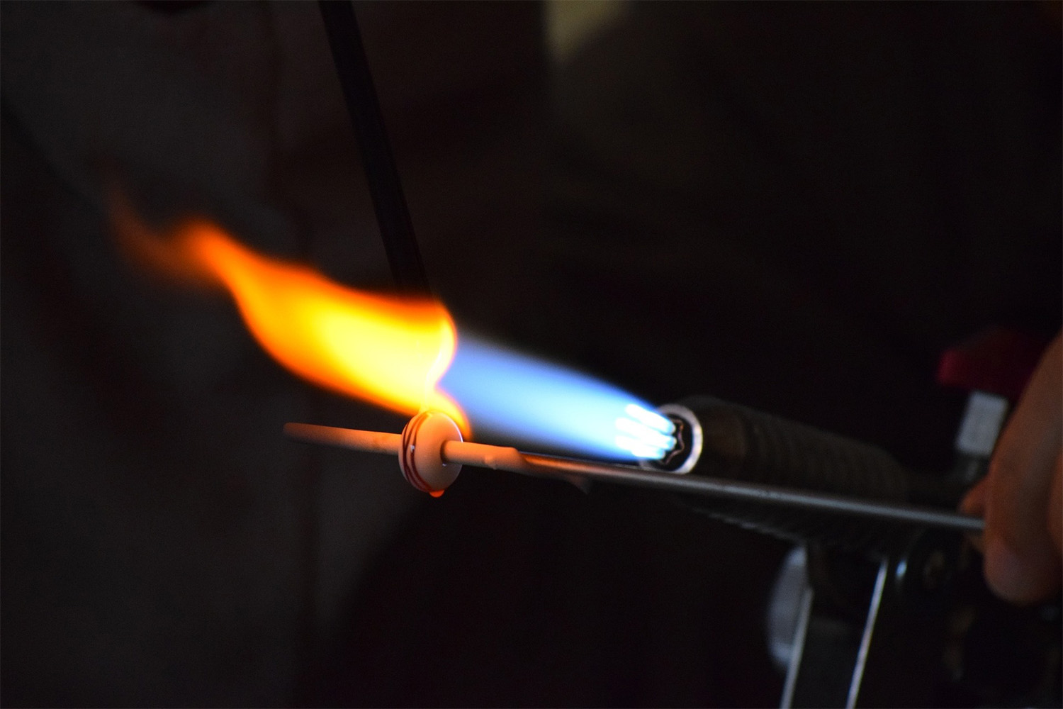 glassblowing with torch on 