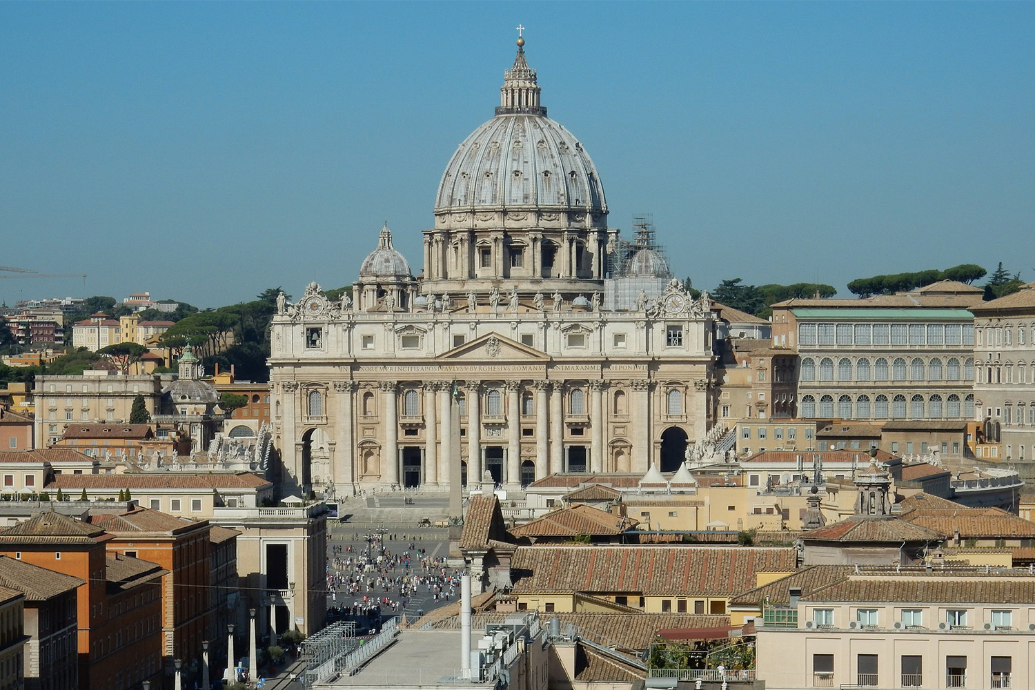 aerial view of St. Peter's cathedral in Rome