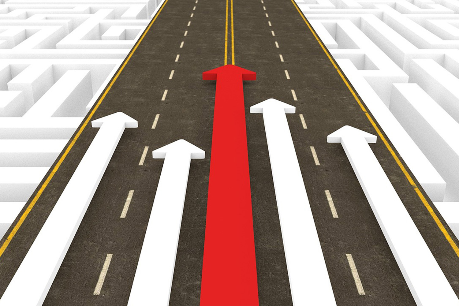 achievement arrows on a road