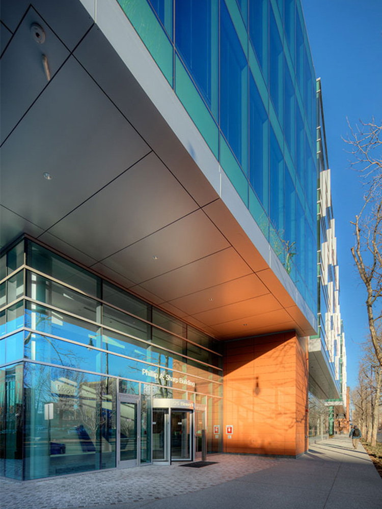 angled view of 225 Binney entrance
