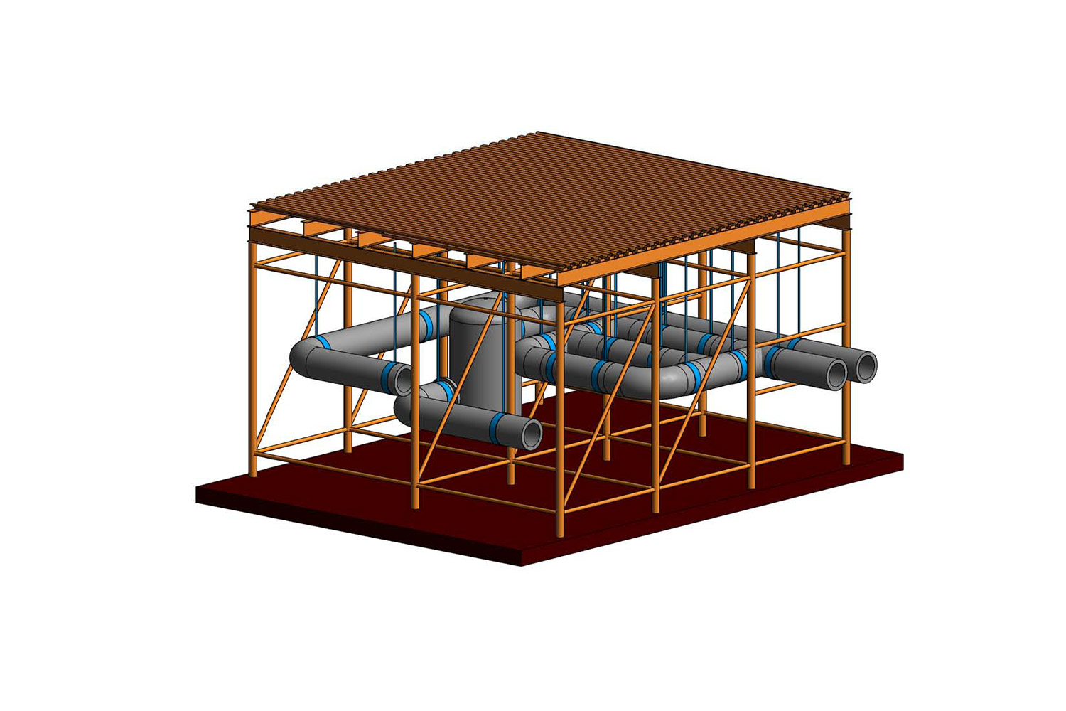 piping installation outline drawn in a model