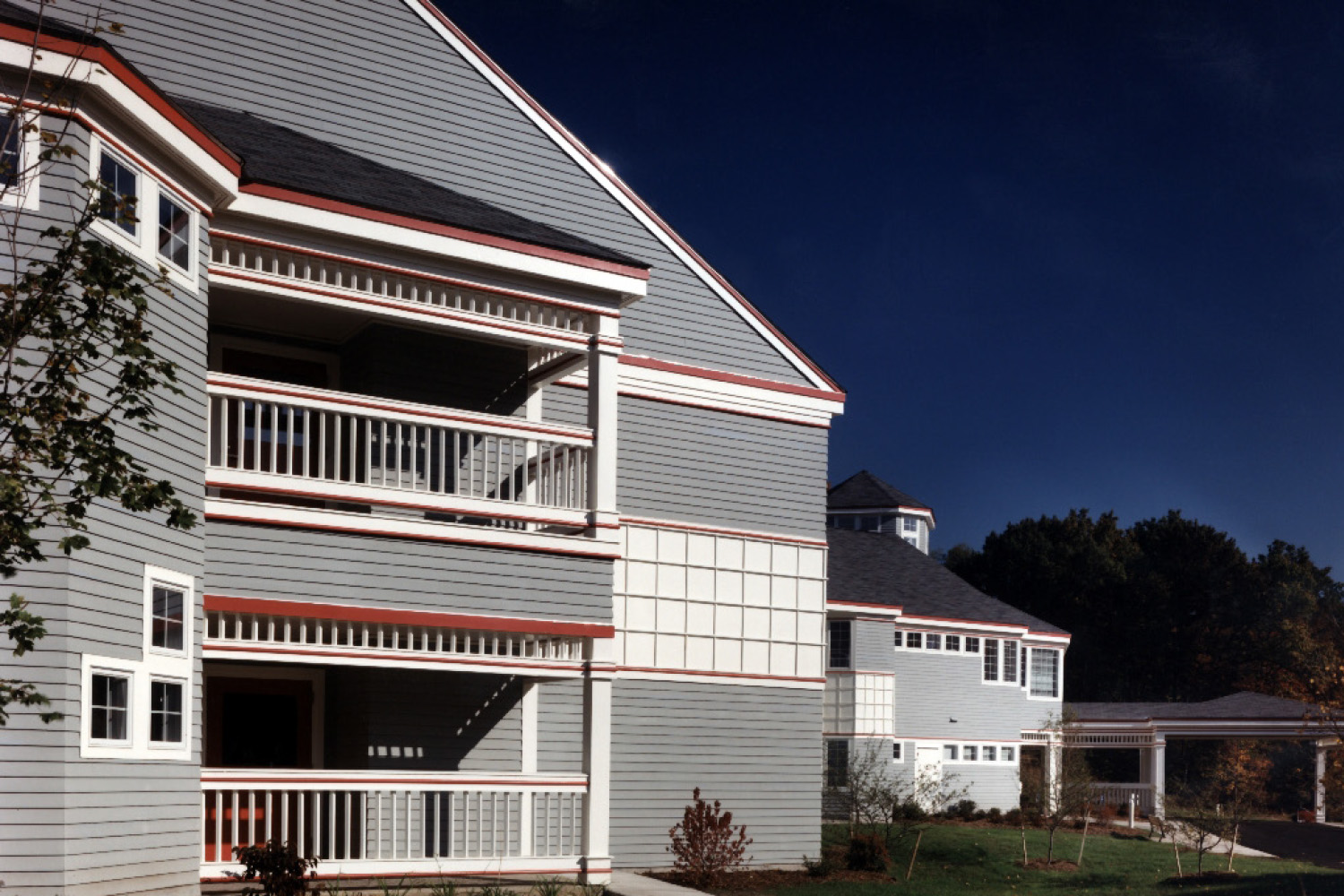 Sideview of Meadowbrook care facility, with view of gazebo from a distance 